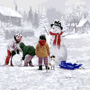 (EU Lager)Malen nach Zahlen Weihnachten Winter Landschaft DIY Handgemaltes Digital Ölgemälde 40*50 cm