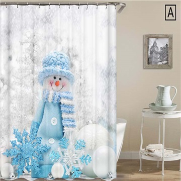 Weihnachten Duschvorhang 3D Schneemann Schneeflocken Muster