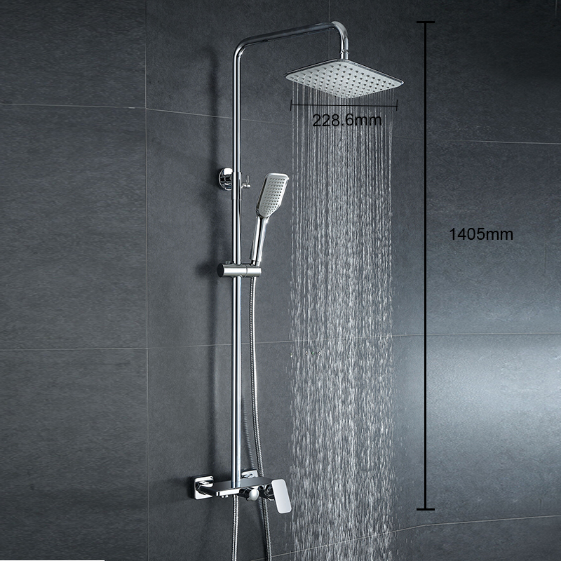 (EU Lager)Moderne Duscharmatur Regendusche aus Messing mit Einhebelmischer Silber