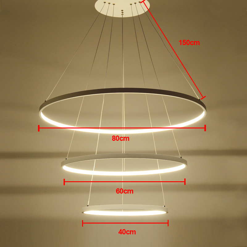 (EU Lager)Moderne Pendelleuchte Led Ring Design aus Acryl 80cm+60cm+40cm