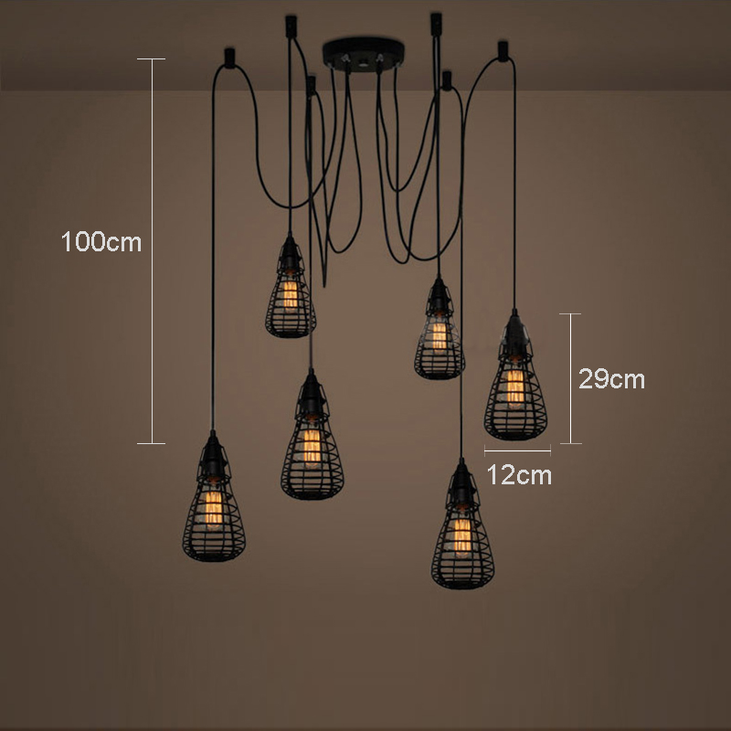 (EU Lager)Dekorative Hängeleuchte Landhaus Stil aus Eisen 6-Flammig