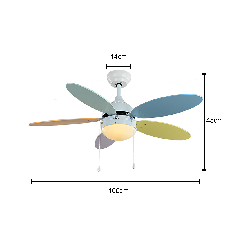 (EU Lager)Lieblicher Beleuchtener Deckenventilator aus Eisen 1-Flammig