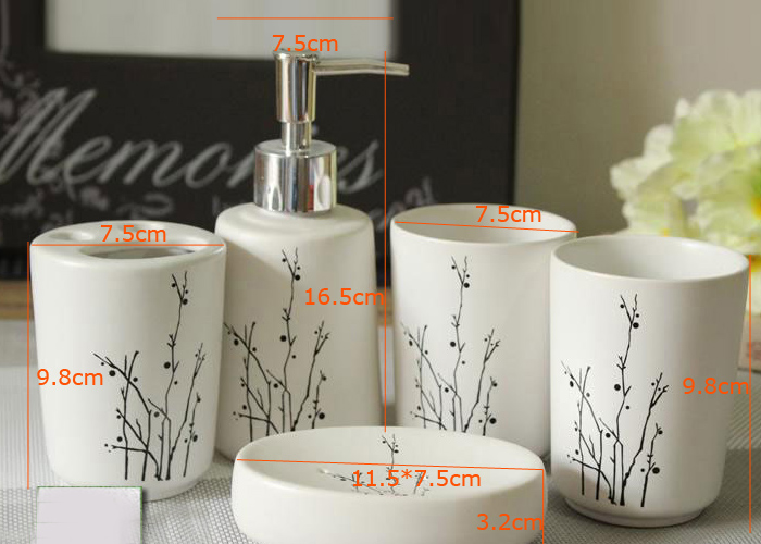 (EU Lager)Moderne Design Bad-Accessoire-Set 5-teilig aus Keramik