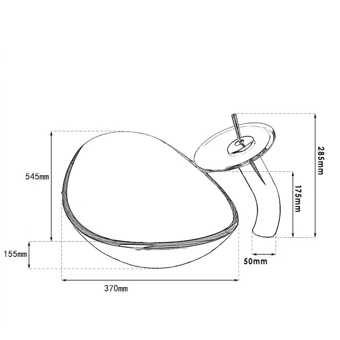 (EU Lager) Modern Waschbecken Set Glas Oval mit Wasserfall Wasserhahn